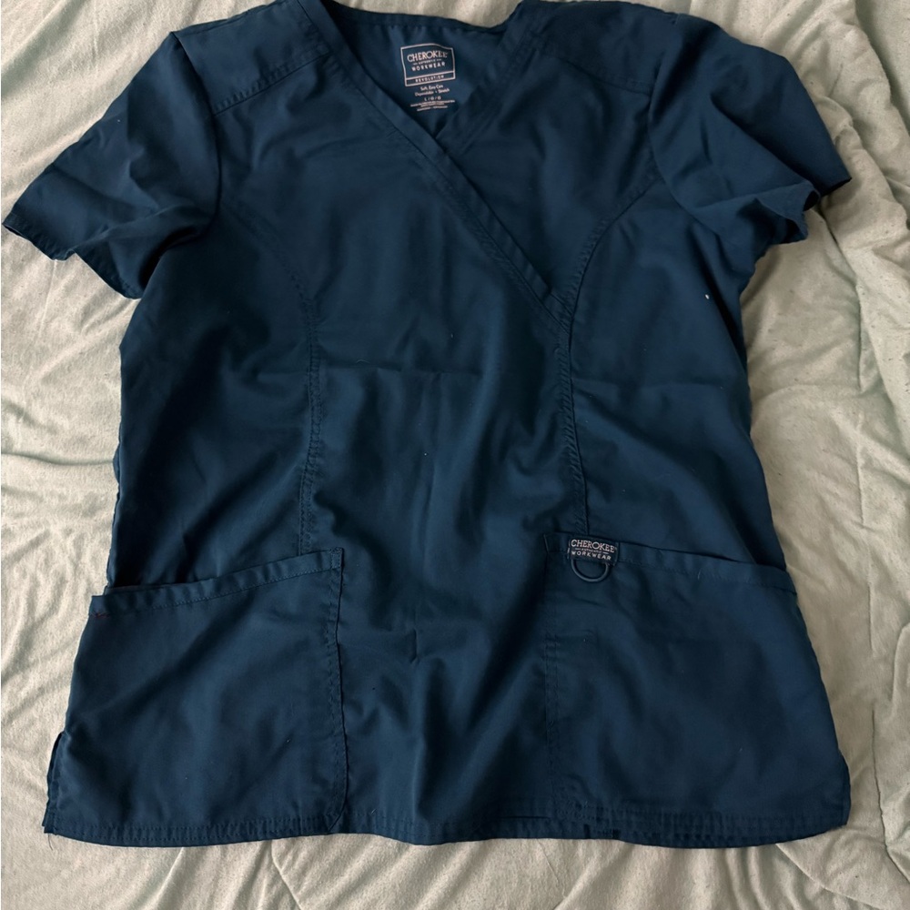 Cherokee Navy Blue Scrub Top